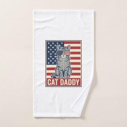 Kattenvader Patriottische Kat Vector Design_1 Handdoek (Handdoek)