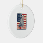 Kattenvader Patriottische Kat Vector Design_1 Keramisch Ornament (Rechts)