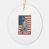 Kattenvader Patriottische Kat Vector Design_1 Keramisch Ornament (Links)