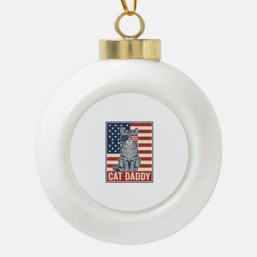 Kattenvader Patriottische Kat Vector Design_1 Keramische Bal Ornament (Voorkant)