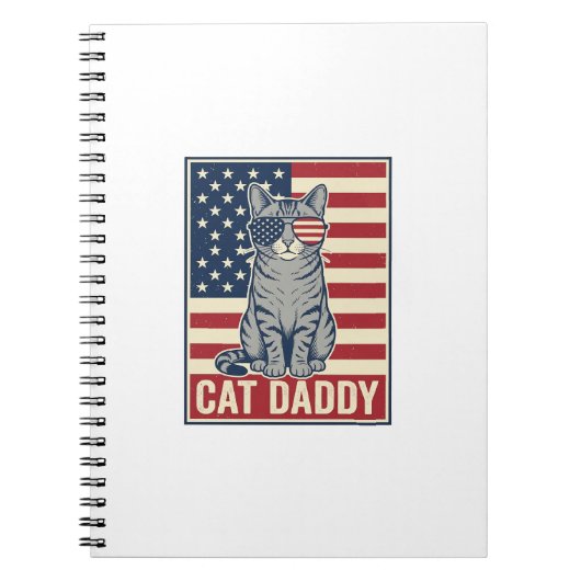 Kattenvader Patriottische Kat Vector Design_1 Notitieboek (Voorkant)