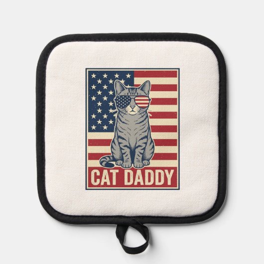 Kattenvader Patriottische Kat Vector Design_1 Pannenlap (Voorkant)