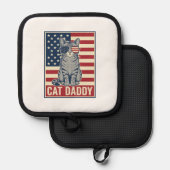 Kattenvader Patriottische Kat Vector Design_1 Pannenlap (Voorkant / Achterkant)
