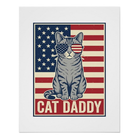 Kattenvader Patriottische Kat Vector Design_1 Perfect Poster (Voorkant)