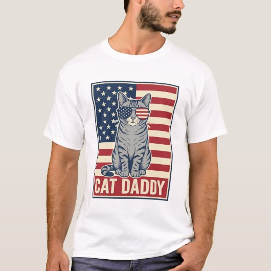 Kattenvader Patriottische Kat Vector Design_1 T-shirt (Voorkant)