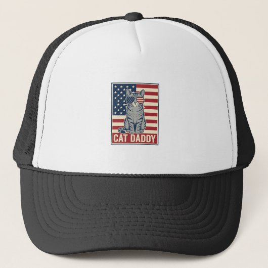 Kattenvader Patriottische Kat Vector Design_1 Trucker Pet (Voorkant)