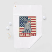 Kattenvader Patriottische Katten Vector Design_1 Golfhanddoek (Insitu)