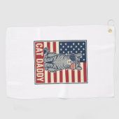 Kattenvader Patriottische Katten Vector Design_1 Golfhanddoek (Horizontaal)