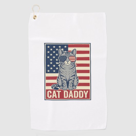 Kattenvader Patriottische Katten Vector Design_1 Golfhanddoek (Voorkant)