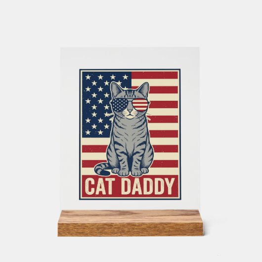 Kattenvader Patriottische Katten Vectorontwerp_1 Acryl Bord (Voorkant)