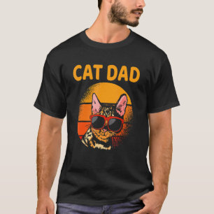 Kattenvader Retro Stijl Vaderdag Mannen Katten Dis T-shirt