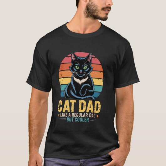 Kattenvader Retro Vintage Grappige Vaderdag Beste T-shirt (Voorkant)