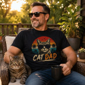 Kattenvader Retro Zonsondergang Palm vaderdag T-shirt