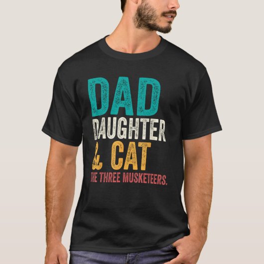 Kattenvader Vader dochter en kat de drie musketie T-shirt (Voorkant)