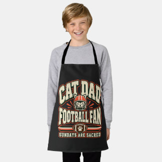 Kattenvader Voetbalfan Retro Oranje Crème Grafisch Schort