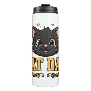 Kattenvader Zwarte Kat Cadeau T-shirt Thermosbeker