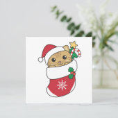 Kattenvakantiecar met kerstwintersneeuw feestdagenkaart (Staand voorkant)