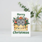 Kattenvakantiegang met kerstbrief Winterdieren Feestdagenkaart (Staand voorkant)