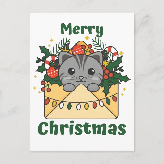 Kattenvakantiegang met kerstbrief Winterdieren Feestdagenkaart (Voorkant)