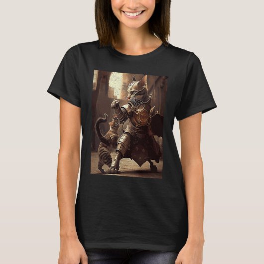 Kattenvechtende Stoomstijl T-shirt (Voorkant)