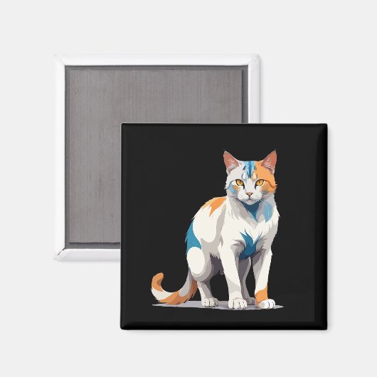 Kattenvectorkunst met levendige kleuren magneet (Voorkant / Achterkant)