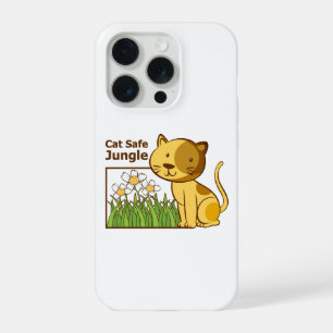 Kattenveilige Jungle Grappige Tabby Spider Plant K iPhone 15 Pro Case