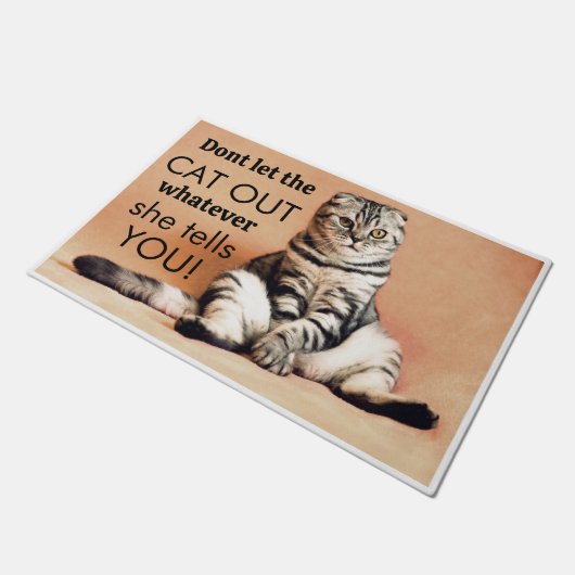 Kattenveiligheid - 'Laat de kat niet uit!' Deurmat (Schuin)