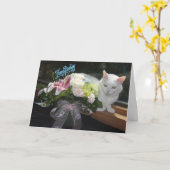 kattenverjaardag kaart (Gele Bloem)