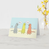 Kattenverjaardag Kaart met een leuke "miauw" Carto (Gele Bloem)