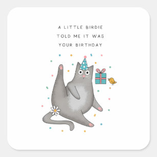 Kattenverjaardag Vierkante Sticker