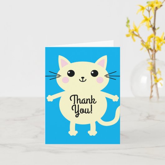 Kattenverjaardagsfeestje Kaart (Gele Bloem)