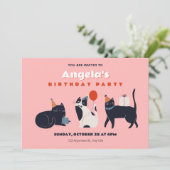 Kattenverjaardagsfeestje Kaart (Staand voorkant)