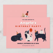 Kattenverjaardagsfeestje Kaart (Voorkant / Achterkant)