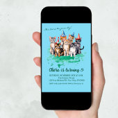 Kattenverjaardagsfeestje, Meisjes en Kinder Blauw Kaart