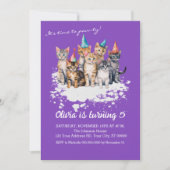 Kattenverjaardagsfeestje, Meisjes en Kinder Paarse Kaart (Voorkant)