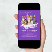 Kattenverjaardagsfeestje, Meisjes en Kinder Paarse Kaart