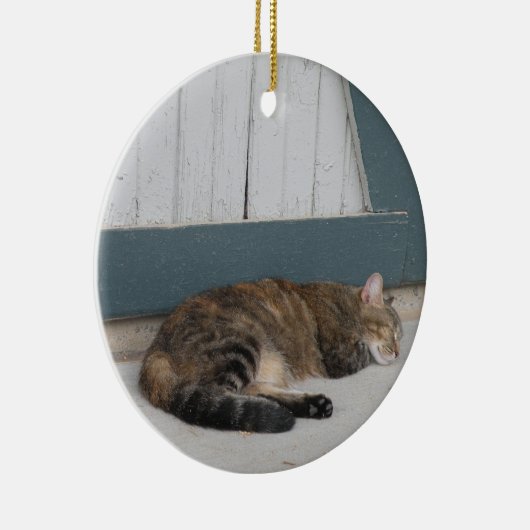 kattenversiering in tabby keramisch ornament (Rechts)