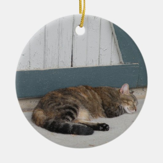 kattenversiering in tabby keramisch ornament (Voorkant)