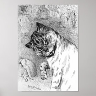 Kattenverzorging, Louis Wain Poster