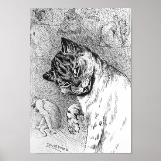 Kattenverzorging, Louis Wain Poster (Voorkant)