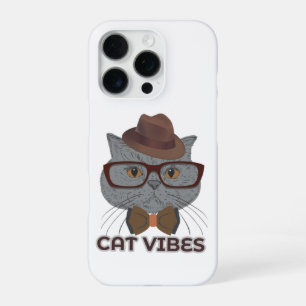 Kattenvibes – Koel Grijs Kattendesign iPhone 16 Pro Hoesje