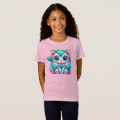 Kattenvierkant Bord, kat met grote ogen T-shirt (Voorkant volledig)