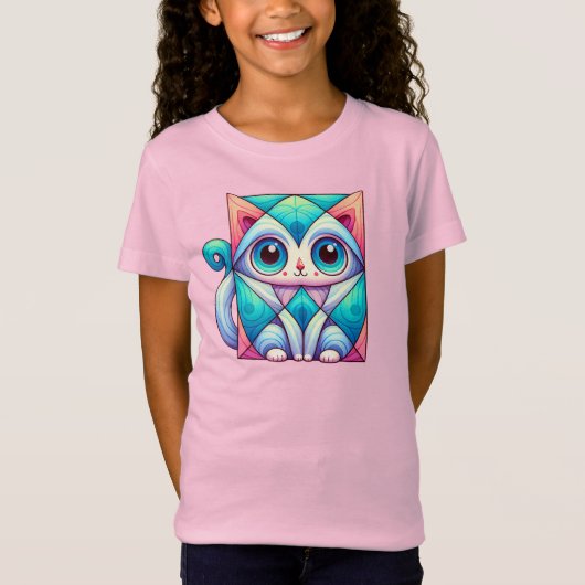 Kattenvierkant Bord, kat met grote ogen T-shirt (Voorkant)
