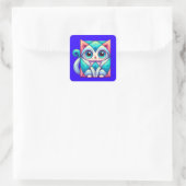 Kattenvierkant shirt, kat met grote ogen vierkante sticker (Tas)