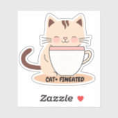Kattenvinnige Kat met Koffie Waterdicht Sticker (Vel)