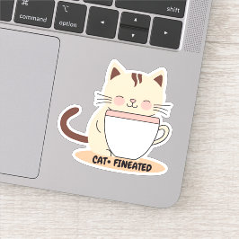 Kattenvinnige Kat met Koffie Waterdicht Sticker
