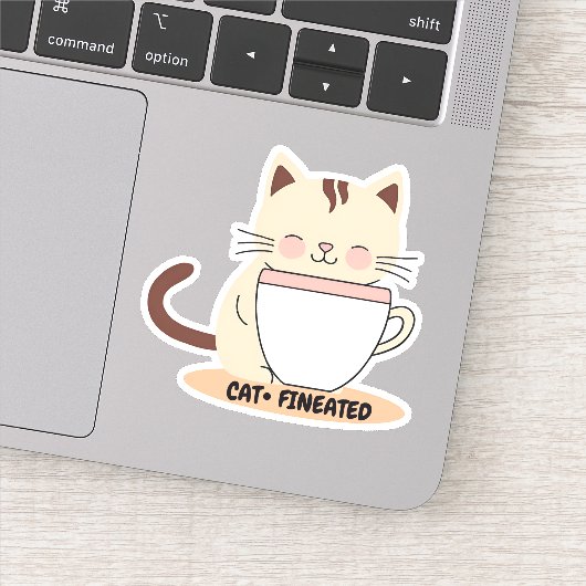 Kattenvinnige Kat met Koffie Waterdicht Sticker (Detail)