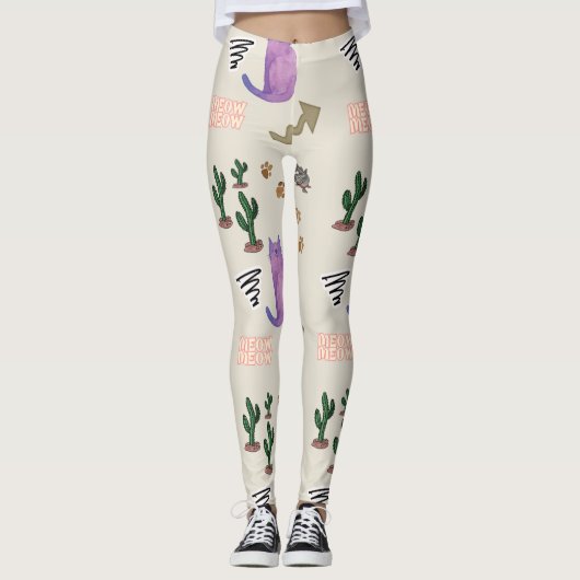 Kattenvis Cactus Paws Miauw Leggings (Voorkant)
