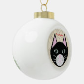 Kattenvisgraat beige keramische bal ornament (Links)