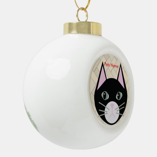 Kattenvisgraat beige keramische bal ornament (Links)